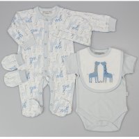 F12601: Baby Boys Giraffe 5 Piece Net Bag Gift Set (0-9 Months)